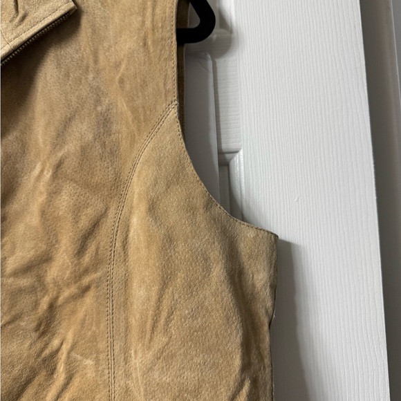 Ruff Hewn Suede vest, L, Tan, zip Front, Stand up Neck, pockets perfect cond - Picture 6 of 13